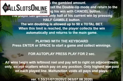 Paytable 4. Wet & Juicy from Casino Technology