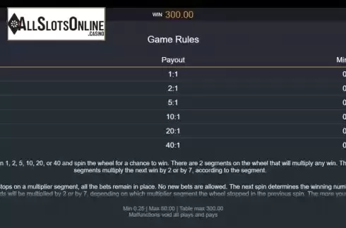 Game Rules screen
