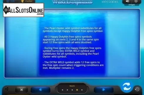 Paytable 4. Wild Dolphins from Oryx