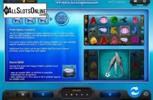 Paytable 2. Wild Dolphins from Oryx