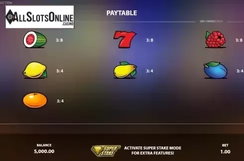 PayTable screen
