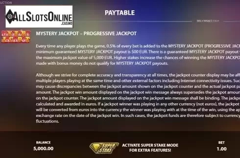 Game Features screen