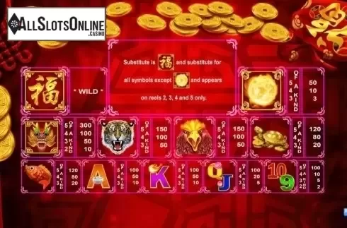 Paytable. 5 Blessings from August Gaming