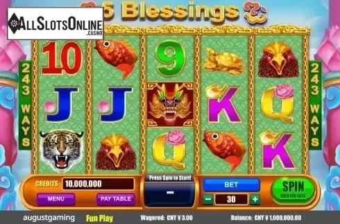 Reel Screen. 5 Blessings from August Gaming