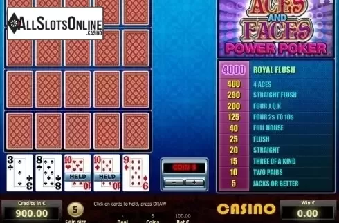 Game Screen 2. Aces and Faces 4 Hand Poker from Tom Horn Gaming