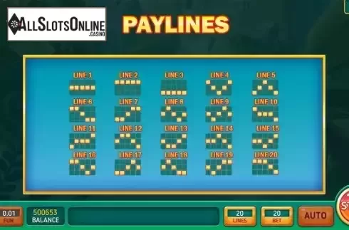 Paylines screen