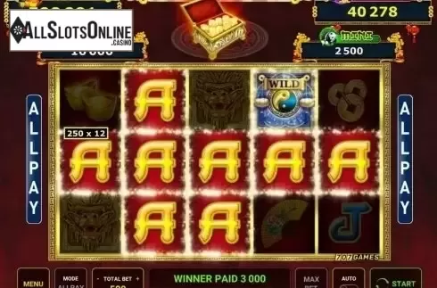 Win Screen. Asian Fortunes from Novomatic