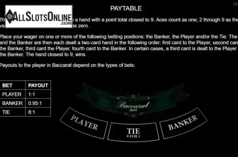 Info. Baccarat Mini (Platipus) from Platipus