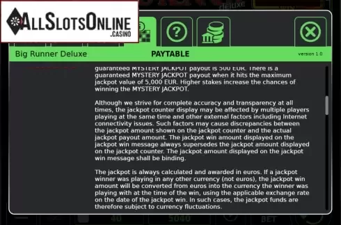 Jackpot Rules. Big Runner Deluxe Jackpot from StakeLogic