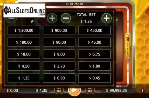 Bets screen. Bumble Bee from KA Gaming