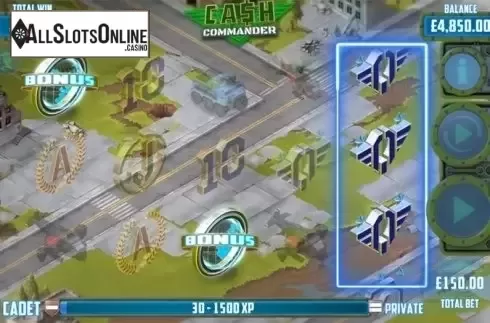 Bonus Symbol screen. Cash Commander from Games Warehouse