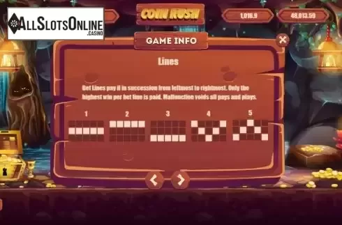 Paylines screen