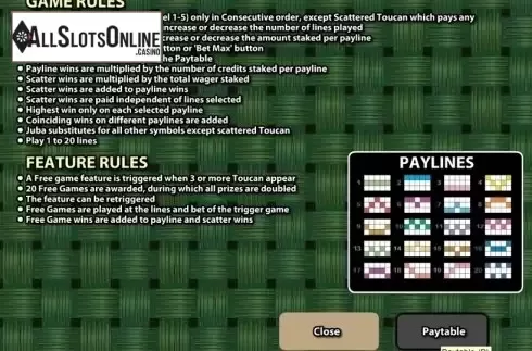 Paytable 2. Congo Bongo (Amaya) from Amaya