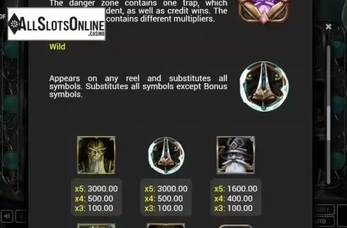 Paytable. Crystals of Magic from Fazi