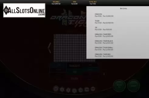 Paytable 2. Dragon Tiger (OneTouch) from OneTouch