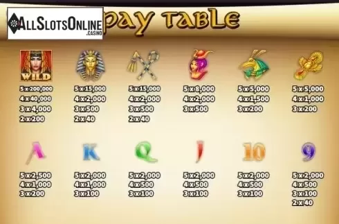Paytable 2. Egyptian Empress from KA Gaming