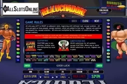 Rules. El Luchador from RTG