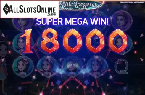 Super Mega Win screen. Fairytale Legends: Mirror Mirror (NetEnt) from NetEnt