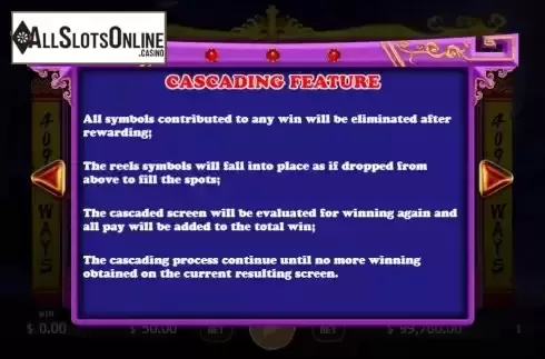 Cascading feature screen