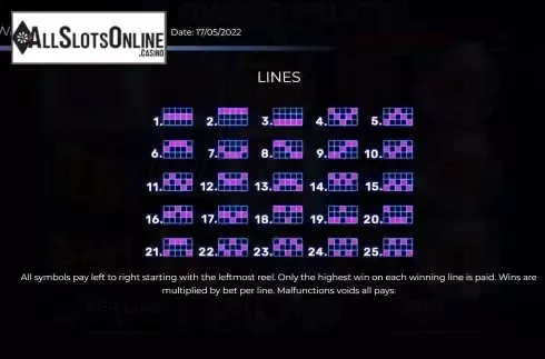 Pay Lines screen