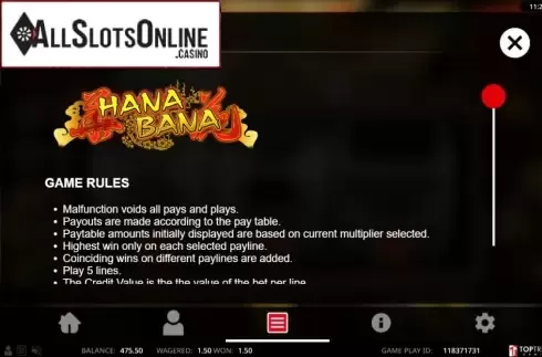Game information 1. Hana Bana from Swintt