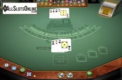 Game Screen. Hi Lo 13 European Blackjack Gold from Microgaming