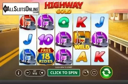 Reels screen. Highway Gold from Skywind Group