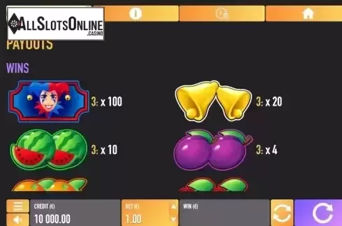 Pay Table screen