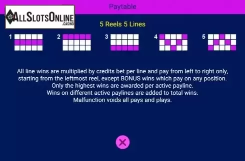 Paylines. Joker's Treasure from Spadegaming
