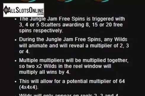 Paytable. Jungle Jam from Radi8