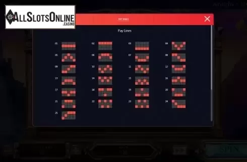 Paylines screen