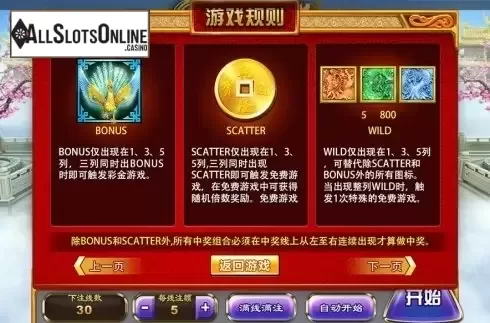 Paytable 2. Legend of 5 Dragons from Aiwin Games