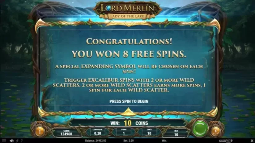 Lord Merlin and the Lady of the Lake slot screenshot 2