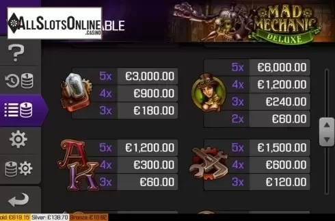 Paytable screen 2. Mad Mechanic Deluxe from Apollo Games