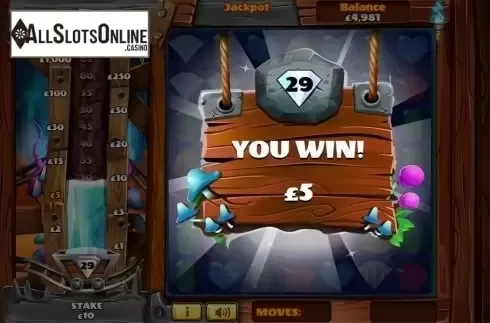 Win screen. Magic Mine from Slingo Originals