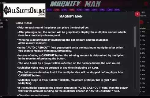 Game Rules screen