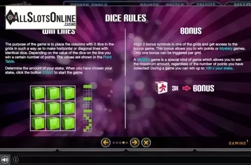 Features 3. Master Dice Progressive from GAMING1