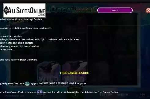 Features screen