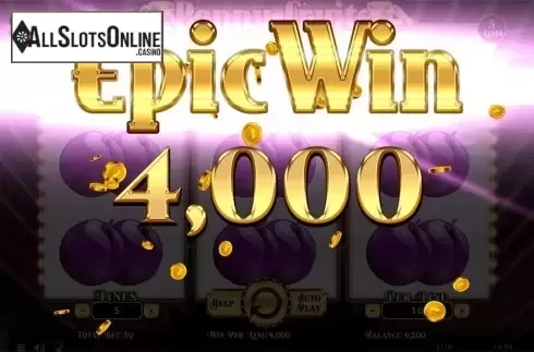 Epic Win screen. Penny Fruits from Spinomenal