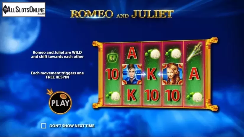 Intro Game screen. Romeo and Juliet (Pragmatic Play) from Pragmatic Play