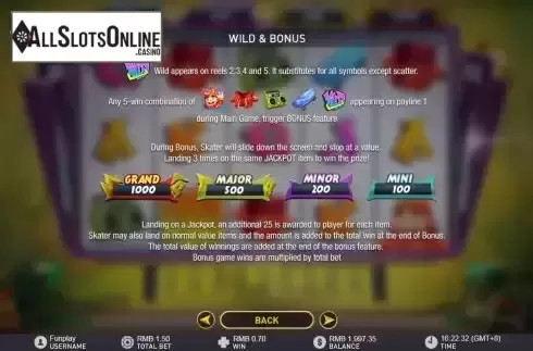 Wild and bonus screen