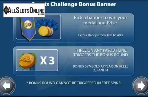 Bonus Banner screen