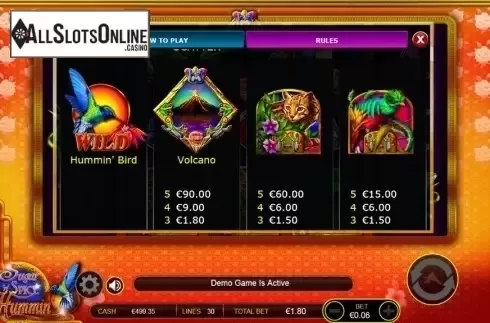 Paytable 1. Sugar 'n' Spice Hummin' from Ainsworth