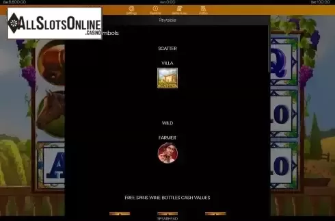 Special symbols screen
