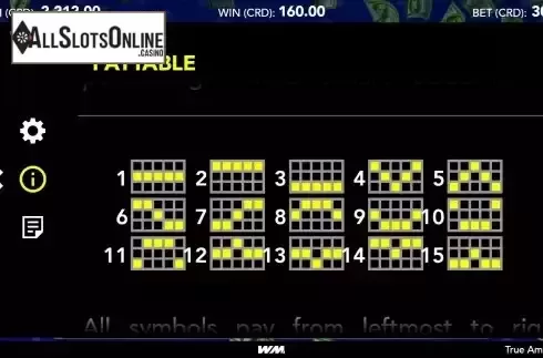 Paylines screen