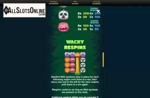 Paytable 2. Wacky Wildlife from OneTouch