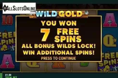 Free Spins screen