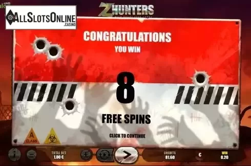 Free Spins Win Screen