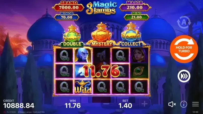 3 Magic Lamps: Hold and Win slot screenshot 