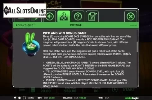 Features 2. Abra-ca-dice from StakeLogic
